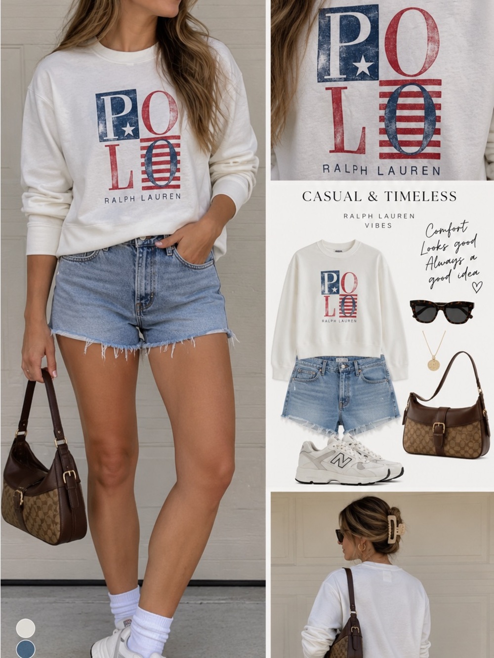 Ralph Lauren Women's White Graphic Sweatshirt - Polo Flag Logo